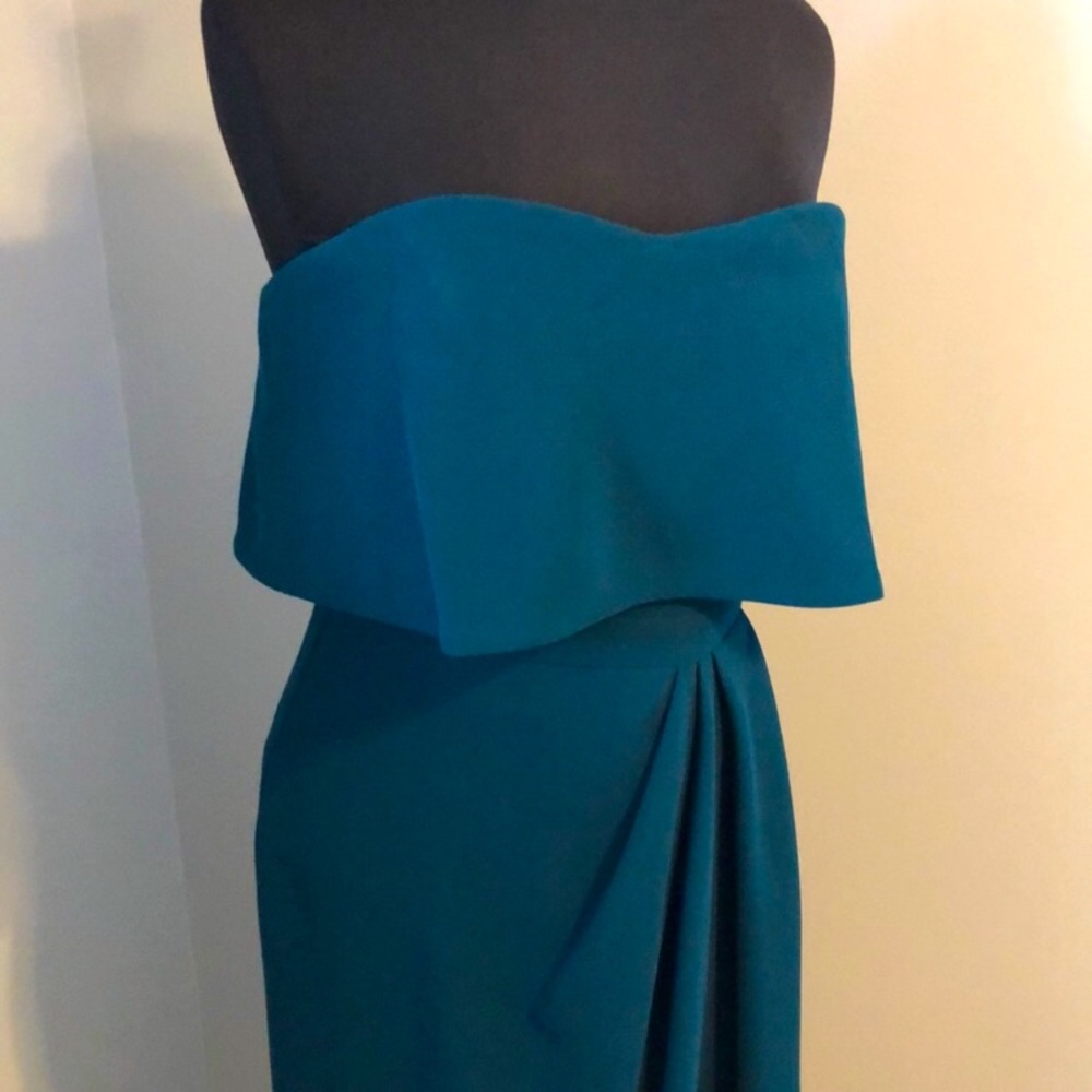 Emerald green strapless evening dress